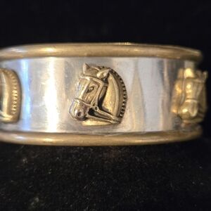 Rare Jane Heart Signed Sterling Horse Cuff